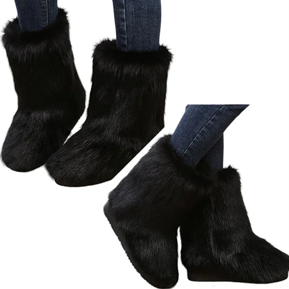 ☆Black Faux Fur Winter Boots💎 - Picture 2 of 2